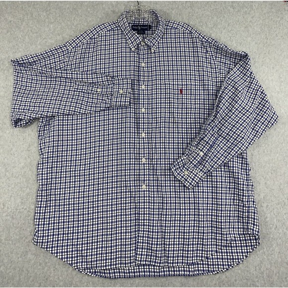 Ralph Lauren Blaire Men's XXL Checkered Long Sleeve Button Up Shirt Collared 2XL - Picture 1 of 10